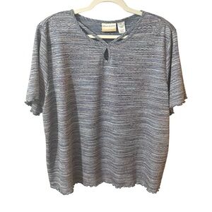 Alfred Dunner Multi Coloured Striped Short Sleeved Top Womens 2X Textured